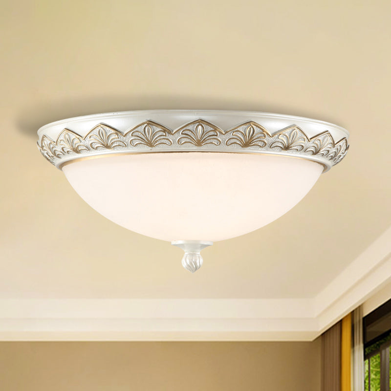 Hémisphère Chambre Plafonnier Classique En Verre Crème 3 Têtes Blanc Plafonnier Encastré Éclairage