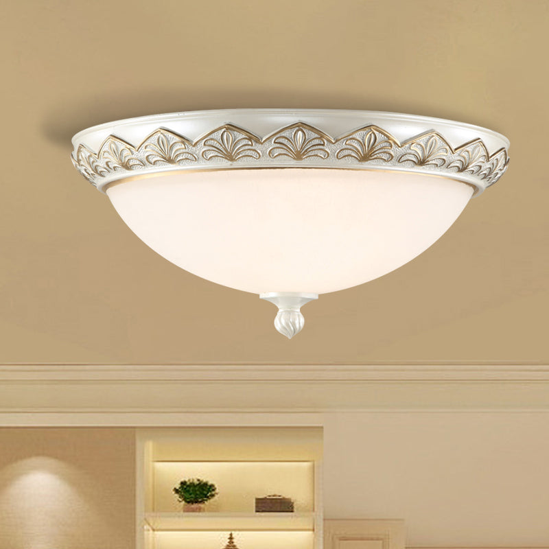 Hémisphère Chambre Plafonnier Classique En Verre Crème 3 Têtes Blanc Plafonnier Encastré Éclairage