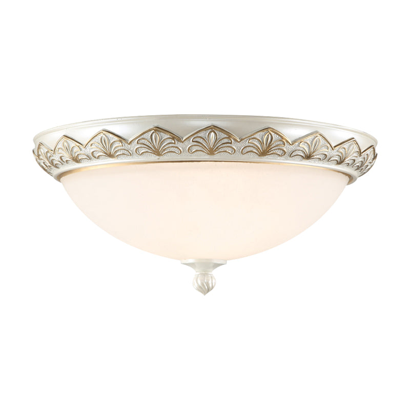Hémisphère Chambre Plafonnier Classique En Verre Crème 3 Têtes Blanc Plafonnier Encastré Éclairage