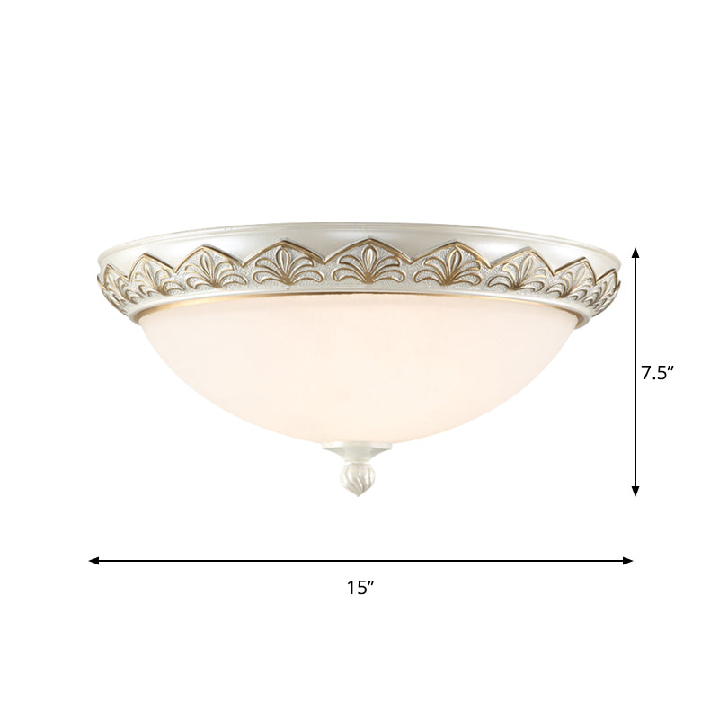 Hémisphère Chambre Plafonnier Classique En Verre Crème 3 Têtes Blanc Plafonnier Encastré Éclairage