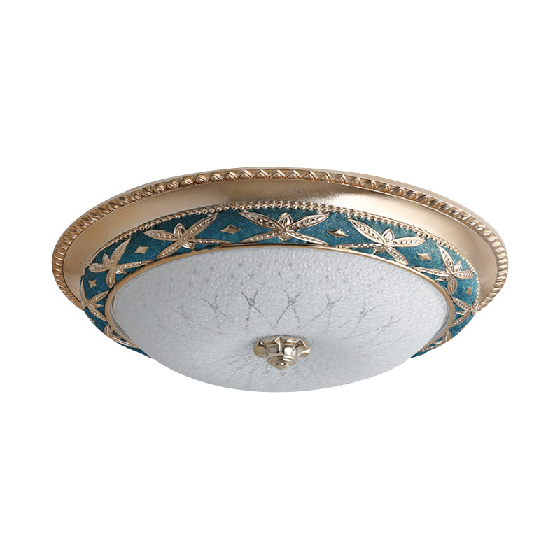 Bowl Shade Foyer Soffitto Illuminazione Vintage Opal Glass Sky Blue / Green LED Flush Montato Light Fixture, 14 "/16" W