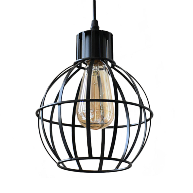 Globe Metal Hanging Light Industrial Single Light Dining Room Pendant Lamp in Black