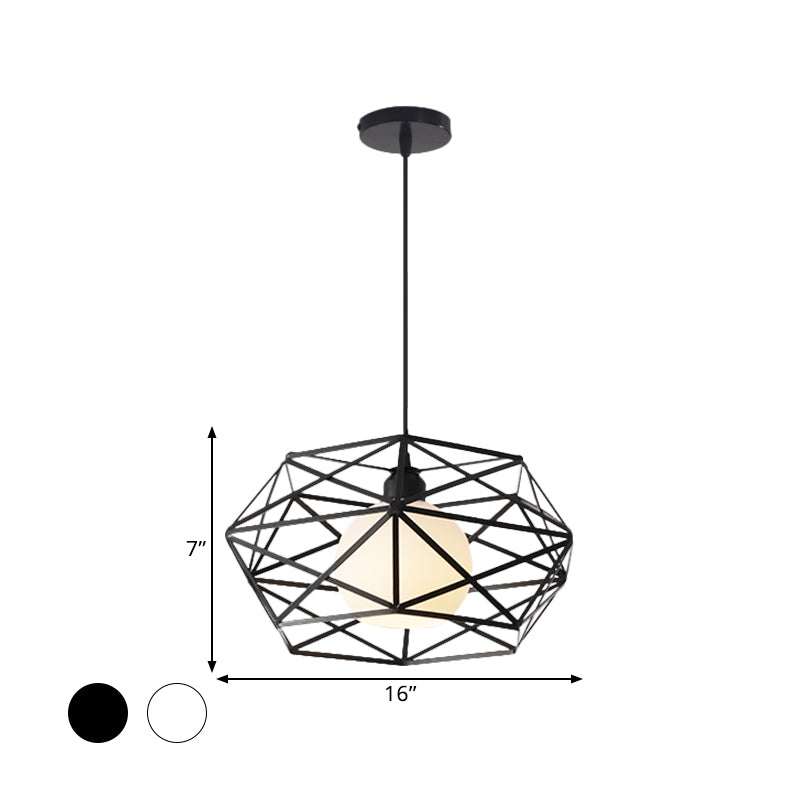 1 luminaire de suspension avec une nuance géométrique Métal Métal de salle à manger industrielle Pendante Lumière en noir / blanc