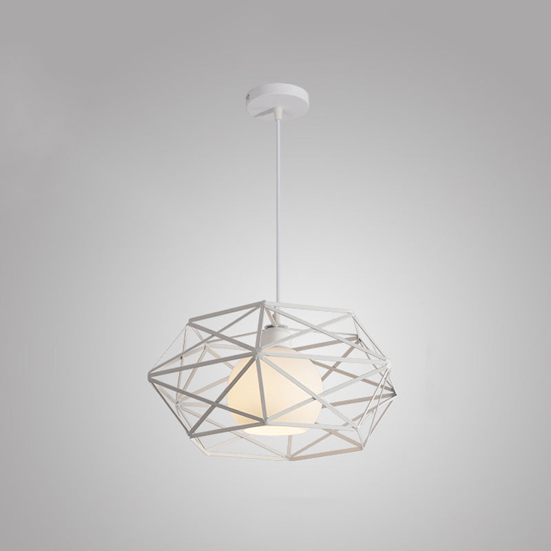 1 luminaire de suspension avec une nuance géométrique Métal Métal de salle à manger industrielle Pendante Lumière en noir / blanc