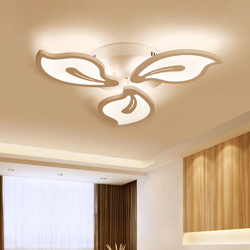 Acrylic Bauhinia Leaves Flush Ceiling Light Modernism LED 3/5/9-Light Flush Mount Light Fixture in Warm/White/Natural Light