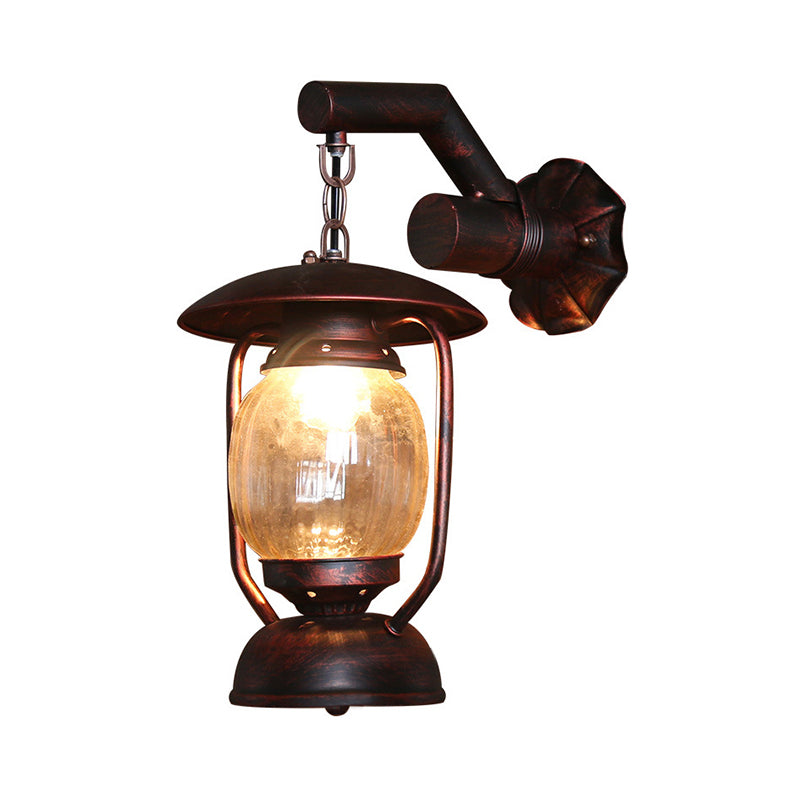 Lampada da parete per esterni lanterna Glass Vintage Clear 1 Light Light Antique Copper Sconce Lampa