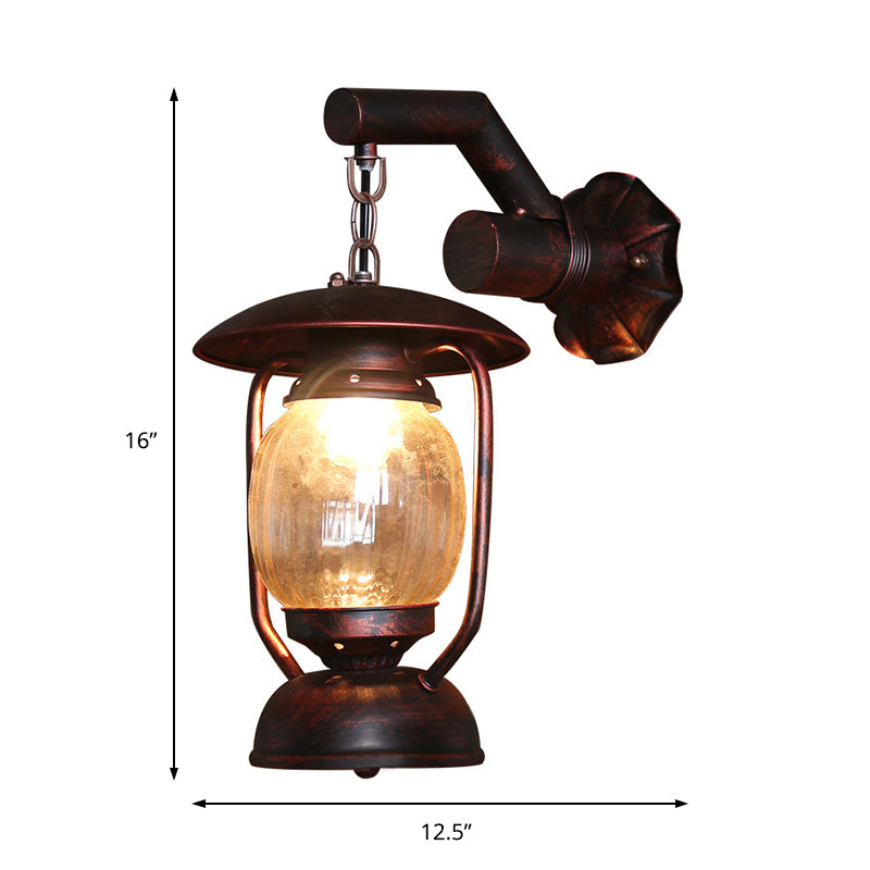 Lampada da parete per esterni lanterna Glass Vintage Clear 1 Light Light Antique Copper Sconce Lampa