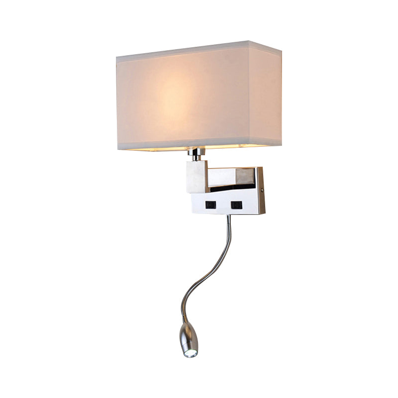 Rechthoekige wandbevestiging verlichting Moderne stof LED -wand SCONCE -verlichting in beige met spotlight