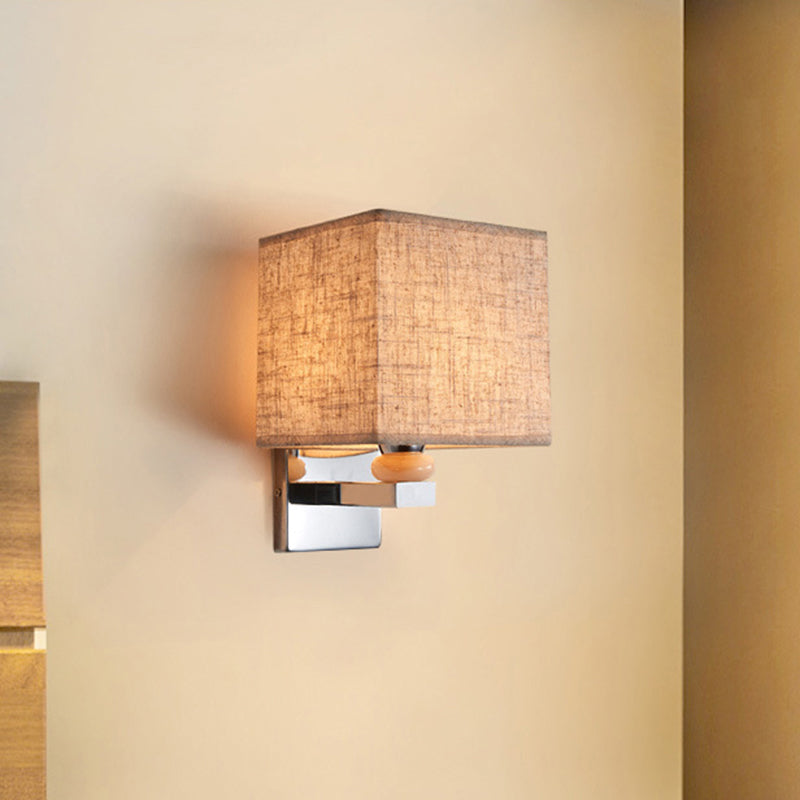 Fabric Cube Wall Sconce Lighting Contemporary LED Sconce Light in White/Black/Beige