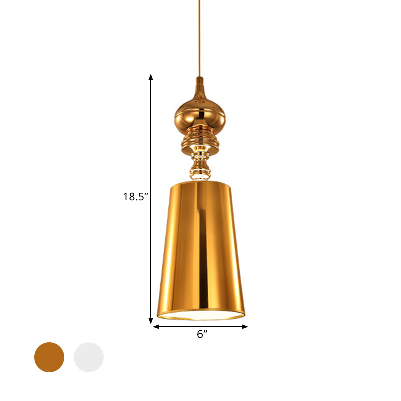Metal Cone Pendulum Light Simplicity 1 Head Hanging Pendant Light in Silver/Gold, 6"/8"/10" Wide
