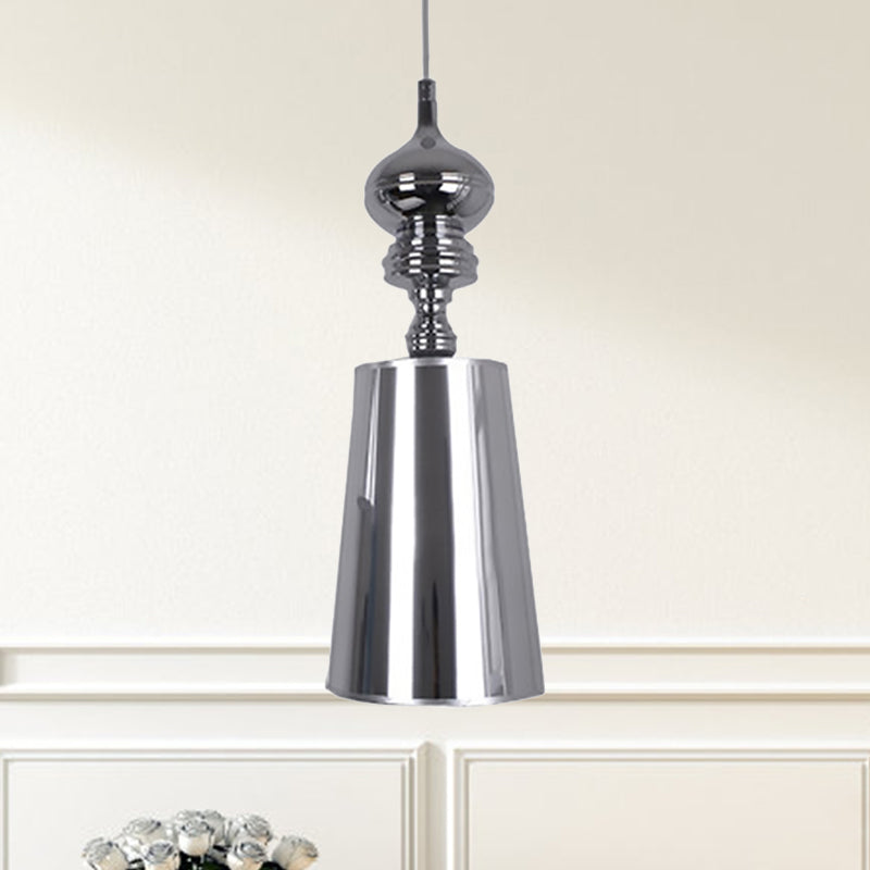 Metal Cone Pendulum Light Simplicity 1 Head Hanging Pendant Light in Silver/Gold, 6"/8"/10" Wide