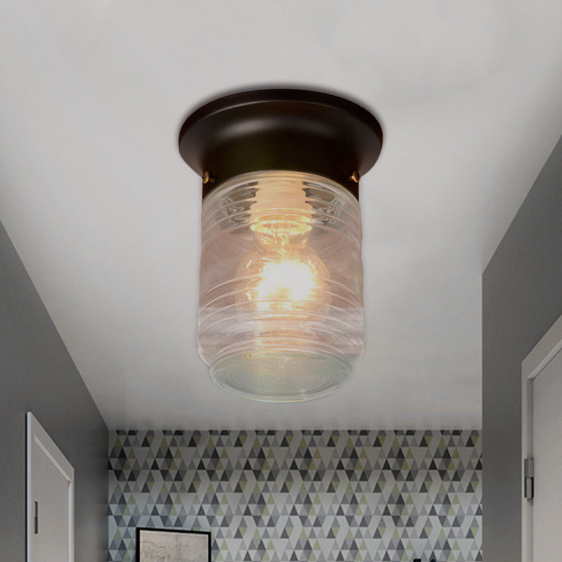 Cylinder Flush Mount Lighting Modern Hand Blown Glass 1 Light White/Black Flush Ceiling Light
