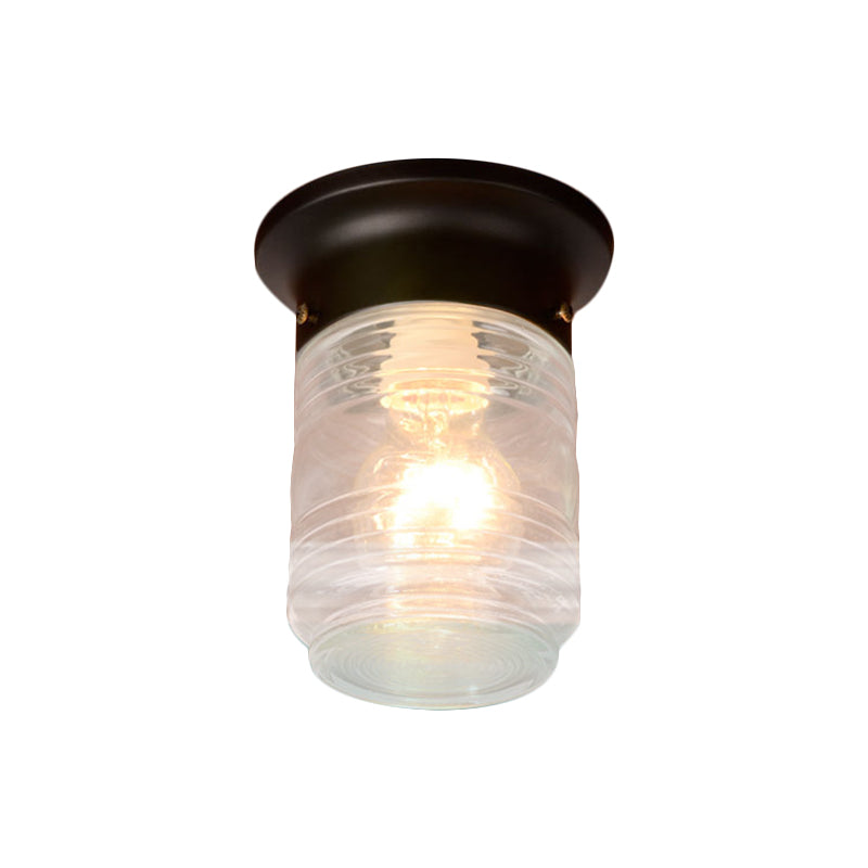 Cylinder Flush Mount Lighting Modern Hand Blown Glass 1 Light White/Black Flush Ceiling Light