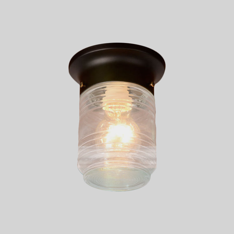 Plafonnier cylindrique moderne en verre soufflé à la main, 1 lumière, blanc/noir, plafonnier encastré