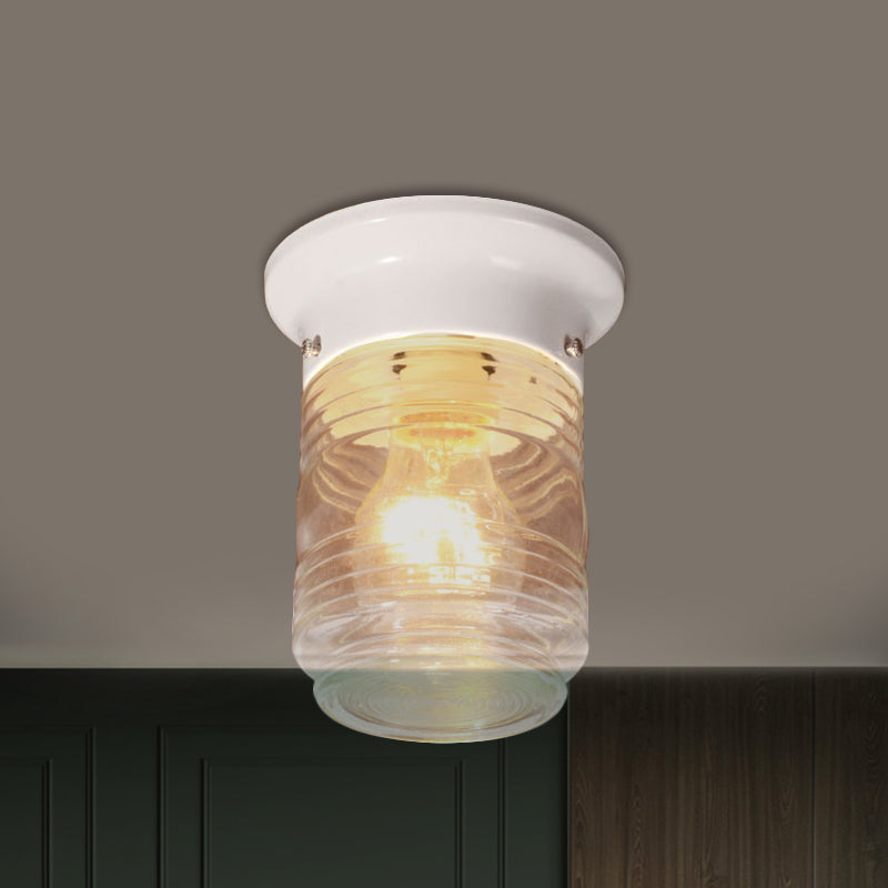 Cylinder Flush Mount Lighting Modern Hand Blown Glass 1 Light White/Black Flush Ceiling Light