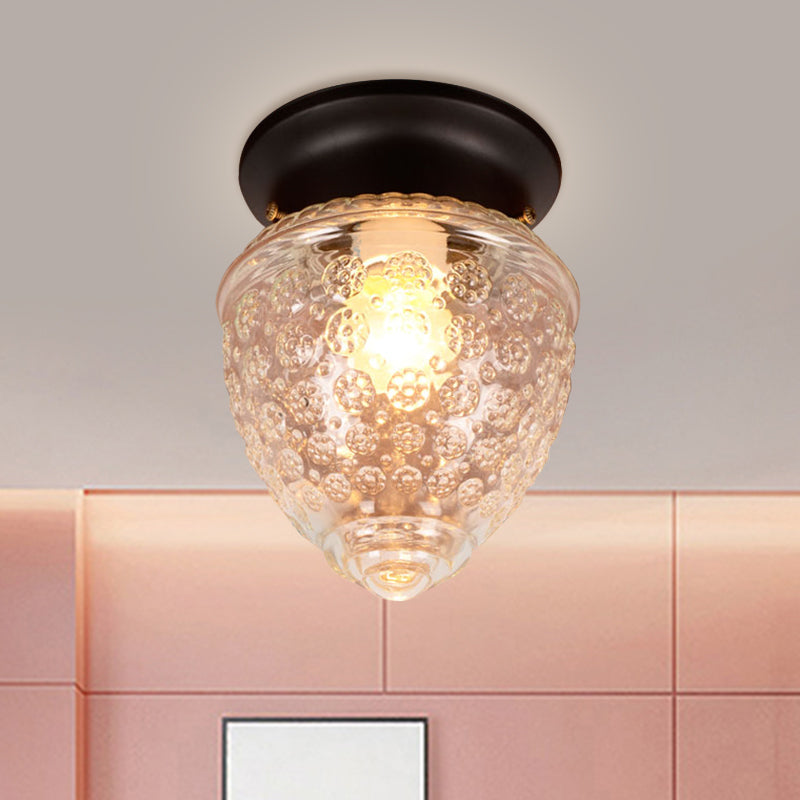 Acorn Shape Flush Mount Modernist Clear Glass 1 Light White/Black Flush Mount Light Fixture