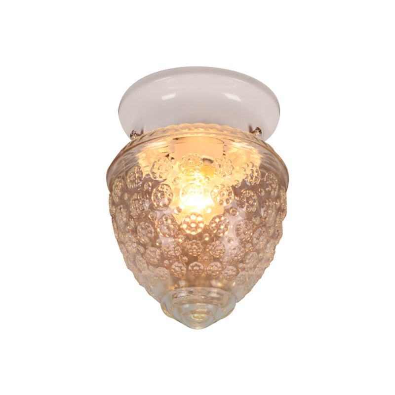 Acorn Shape Flush Mount Modernist Clear Glass 1 Light White/Black Flush Mount Light Fixture