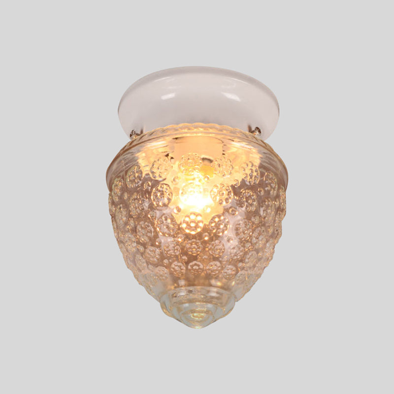 Acorn Shape Flush Mount Modernist Clear Glass 1 Light White/Black Flush Mount Light Fixture