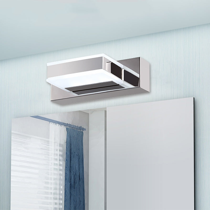 Square Block Acrylic Shade Vanity Lighting Modern Simple 1/2/3/4 Lights Wall Lamp in Chrome