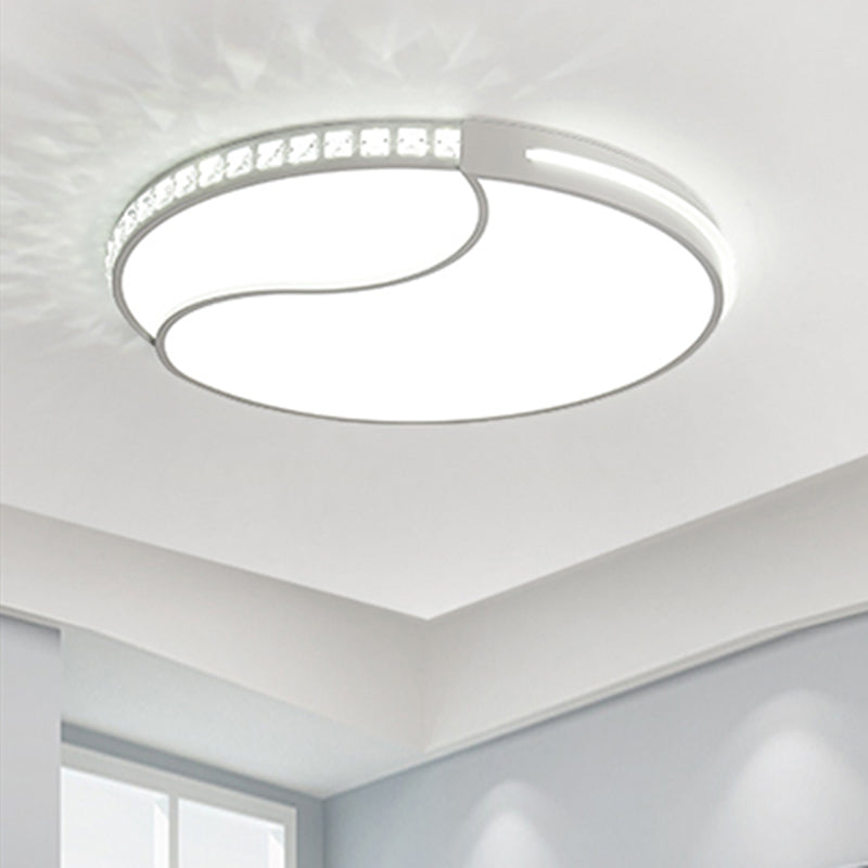 16.5"/20.5"/24.5" Wide Crystal Circular Flush Mount Lighting Contemporary LED Ceiling Light Fixture in Warm/White Light