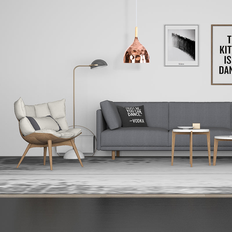 1 pendentif dôme à fuite légèrement aléatoire Pendant le plafond en métal rose en or rose pour table à manger