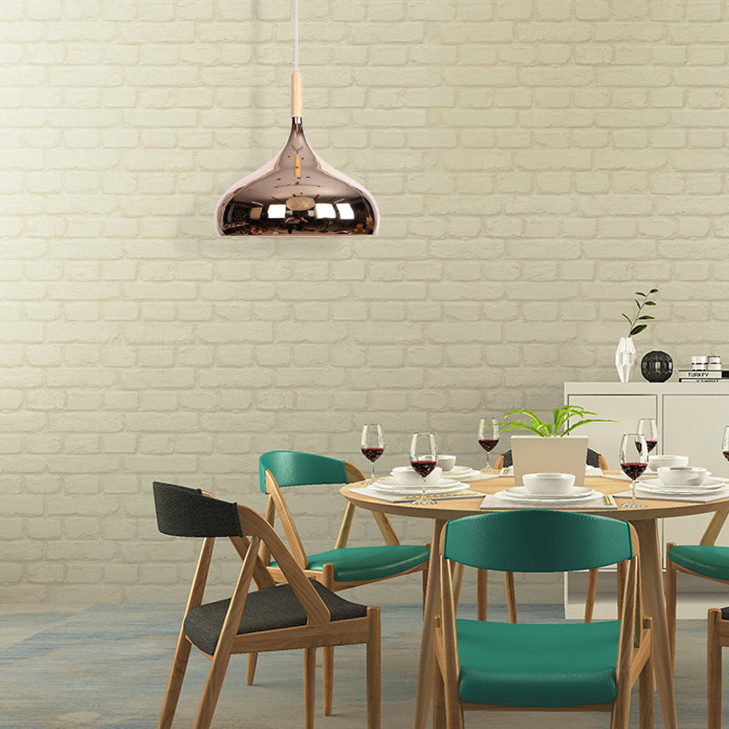 1 têtes de bol de bol d'éclairage pendentif moderniste élégant chromé / or / rose or métallique suspendue en suspension pour table à manger