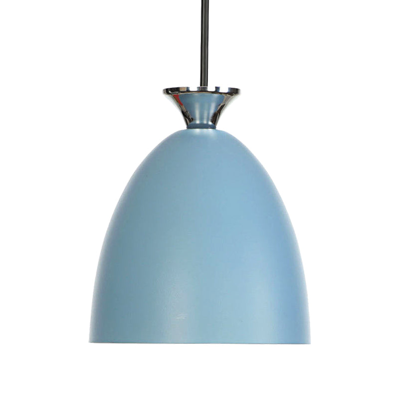 Blau/grau -gewölbte Deckendecke leichte Macaron Metallic 1 Light -Bett -Anhängerlampe mit einstellbarem Kabel