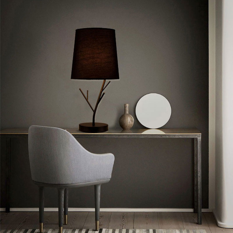 Compito conico contemporaneo Fabric di luce 1 Luce Luce Luce in bianco/nero con base di ramo