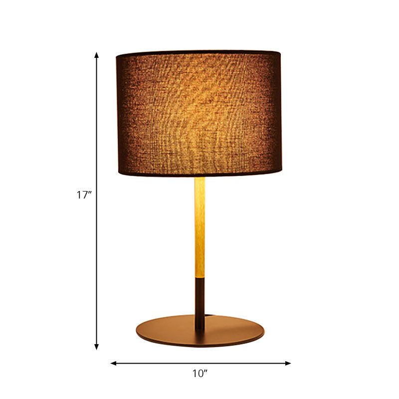 Contemporary Drum Task Light Fabric LED Reading Book Light in White/Black for Bedroom