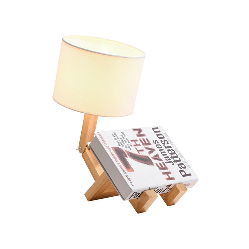 Modernismo LED LIGHT LIGHT con tonalità in tessuto beige tamburo lampada da scrivania per camera da letto