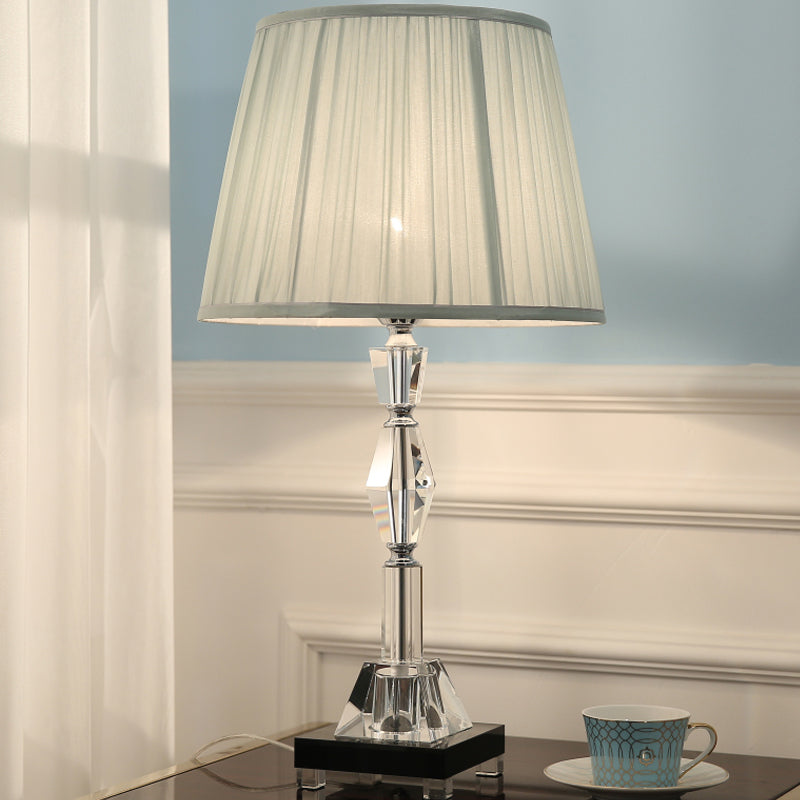 Lampada da tavolo moderna con poliedri/sfere sfaccettate, 1 lampadina, lampada da comodino in cristallo trasparente con paralume plissettato