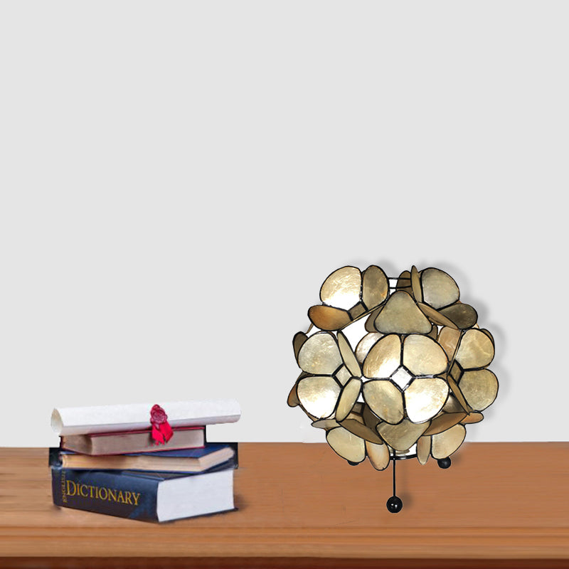 1 Light Bedroom Reading Book Light with Globe Natural Shell Shade Gold Task Lighting