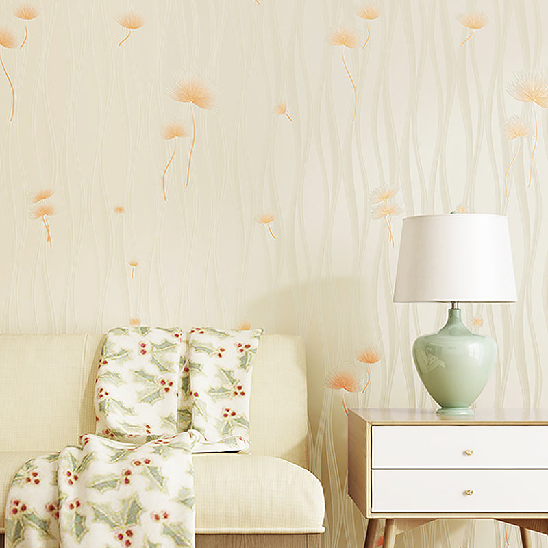 Soft Color Dandelion Wallpaper Roll Stain Resistant Countryside Girls Bedroom Wall Art