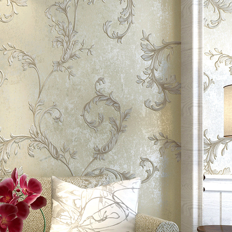 Rural Swirling Leaf Wallpaper for Living Room 57.1-sq ft Wall Covering in Pastel Color