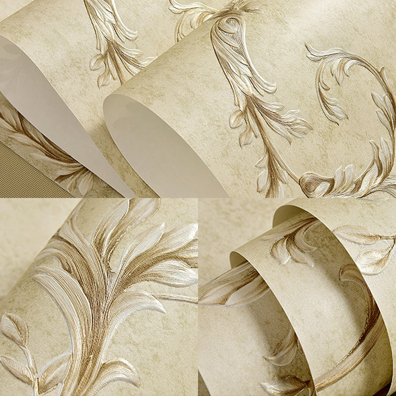 Rural Swirling Leaf Wallpaper for Living Room 57.1-sq ft Wall Covering in Pastel Color