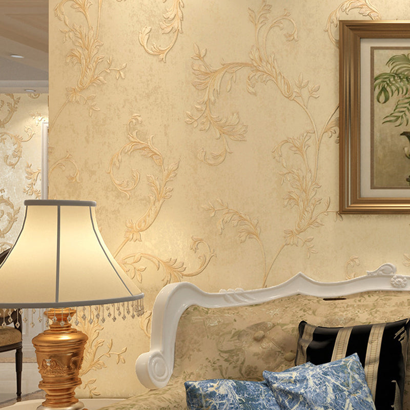 Rural Swirling Leaf Wallpaper for Living Room 57.1-sq ft Wall Covering in Pastel Color