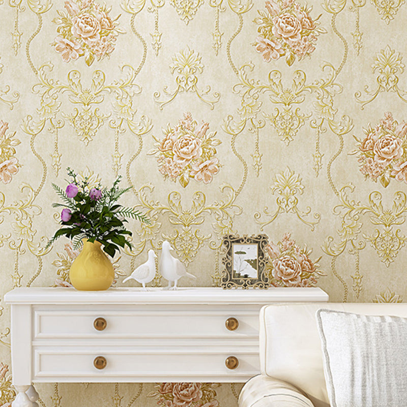 Papier peint pivoines de couleur pastel, décoration murale lavable de Style campagnard Floral pour salon