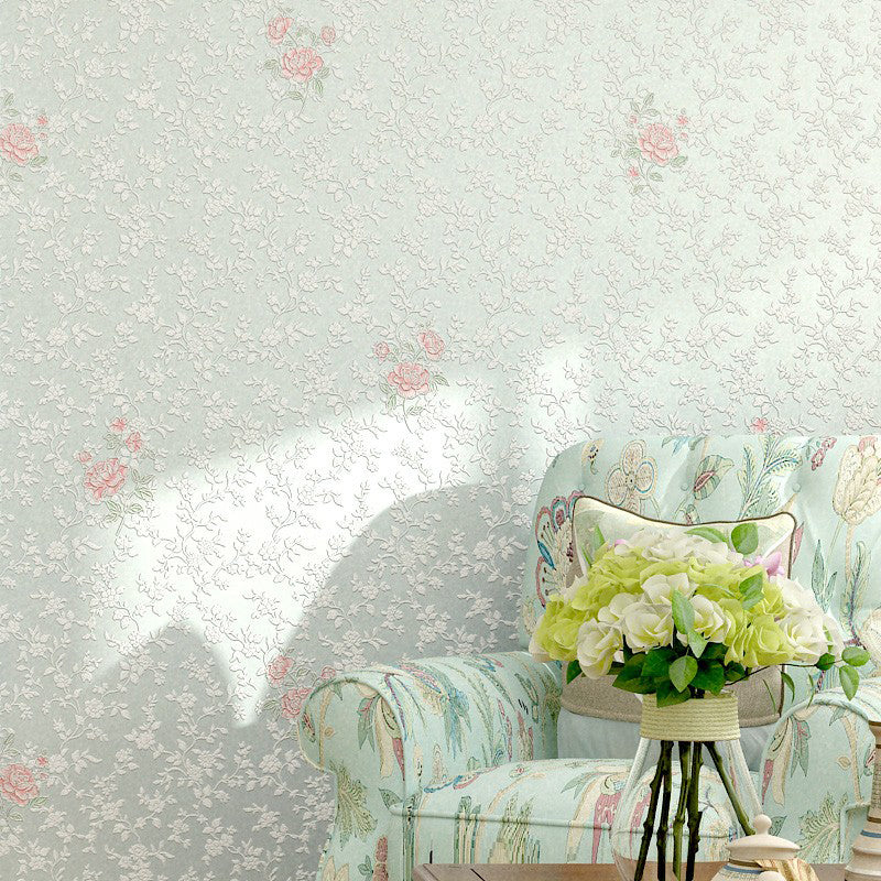 Countryside Peony Printed Wallpaper Pastel Color Living Room Wall Art, 54.2-sq ft