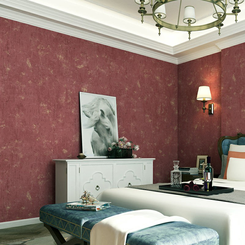 Red Cement Effect Wallpaper Roll Moisture Resistant Industrial Bedroom Wall Decor