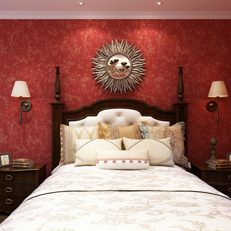 Simplicity Mottle Wallpaper Roll Non-Woven Waterproof Red Wall Covering for Bedroom