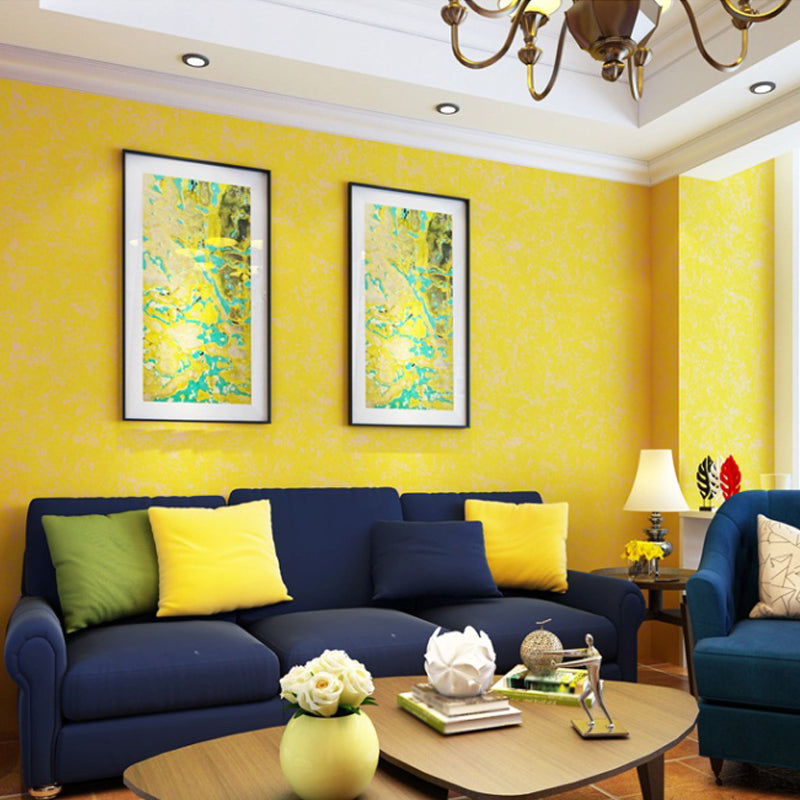 Countryside Solid Mottling Wallpaper Bright Yellow Water Resistant Wall Art for Living Room