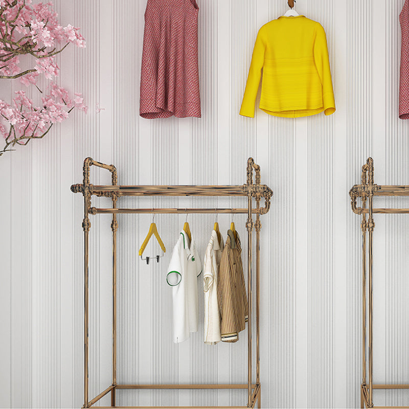 Non-Woven White Wallpaper Simple Stripes Wall Covering for Living Room, 33' x 20.5"