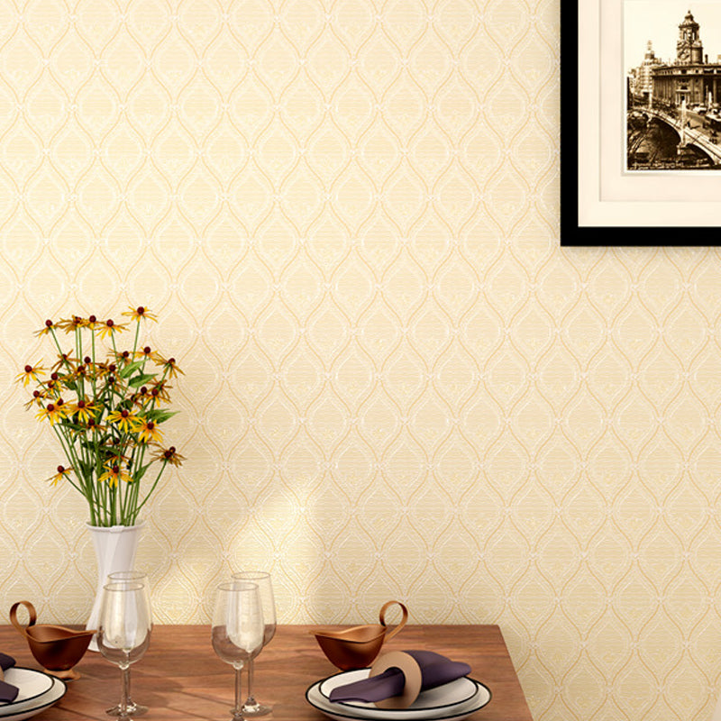 Contemporary Ogee Wallpaper Roll Light-Color Geometrical Wall Art for Living Room