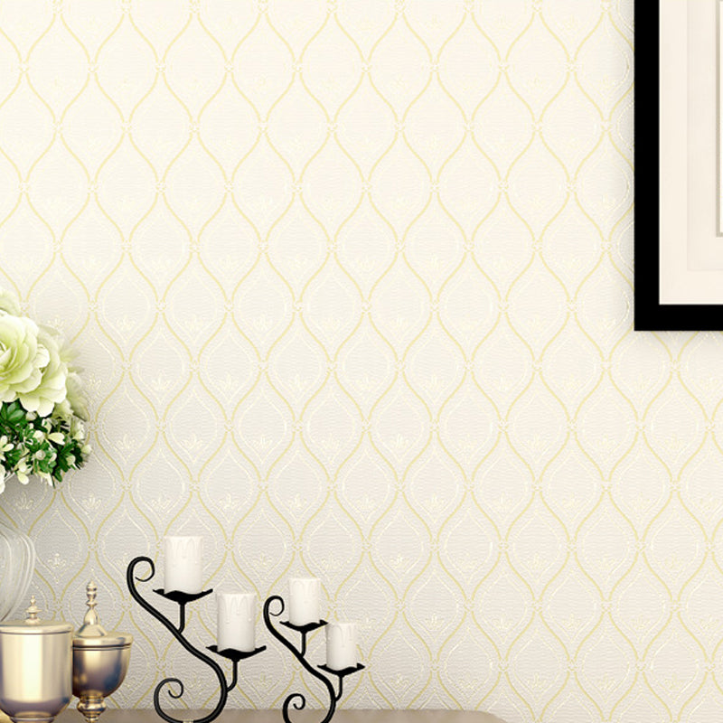 Contemporary Ogee Wallpaper Roll Light-Color Geometrical Wall Art for Living Room