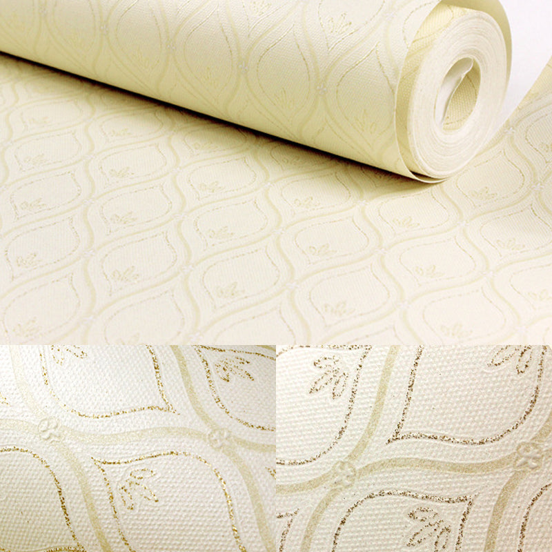 Contemporary Ogee Wallpaper Roll Light-Color Geometrical Wall Art for Living Room