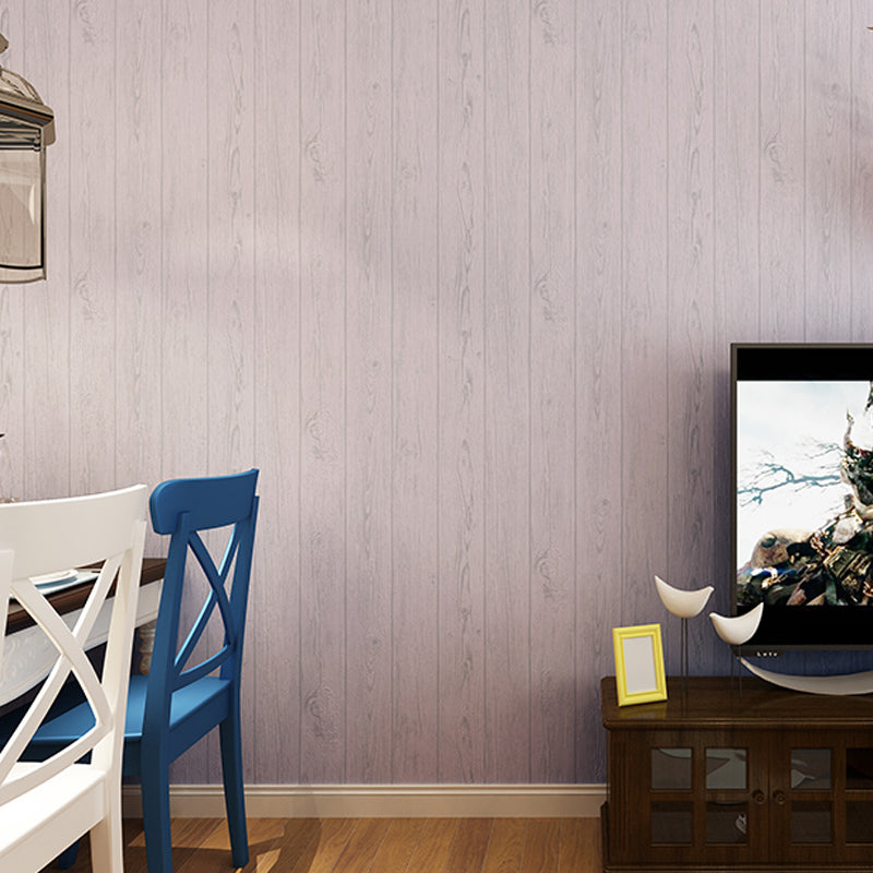 Pastel Color Wood Wallpaper Stain Resistant Wall Covering for Living Room, Non-Pasted