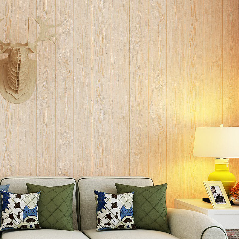 Pastel Color Wood Wallpaper Stain Resistant Wall Covering for Living Room, Non-Pasted
