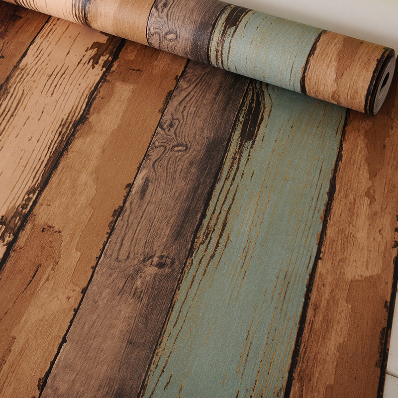 Rustic Faux-Paint Wood Wallpaper Dark Color Restaurant Wall Art, 33' L x 20.5" W