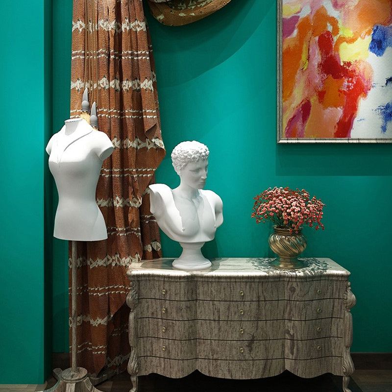 Peel and Stick Solid Wallpaper in Peacock Blue Minimalist Aesthetics Wall Decor, Temporary