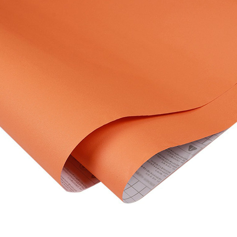 Orange Solid Self Stick Wallpaper Roll Temporary Simple Style Dining Room Wall Art